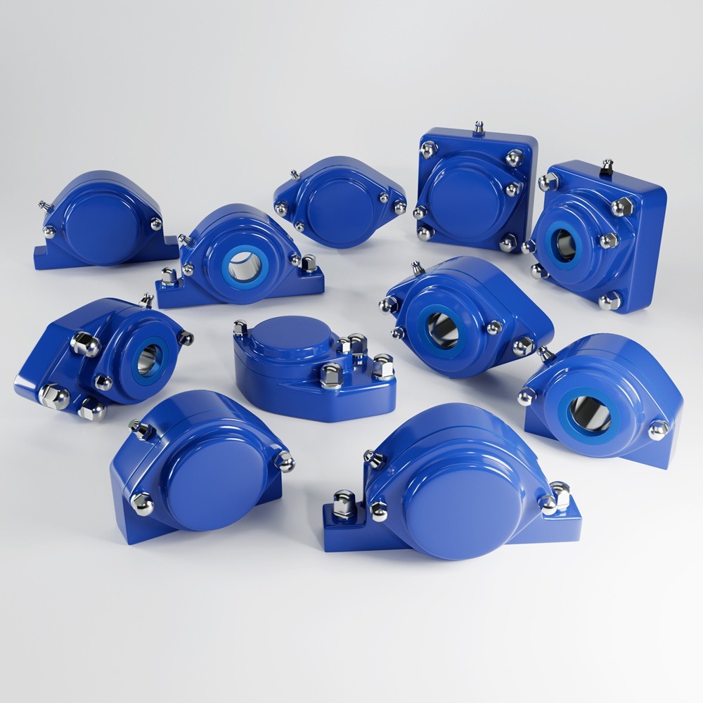 EHEDG IP69K Block Bearing Units in blue composite