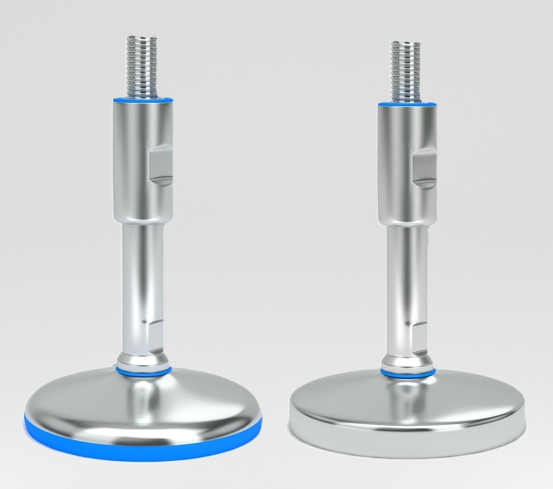 Vergelijking van roestvrijstalen machine-nivelleringsvoeten Rubberen gevulkaniseerde basis versus massieve basis