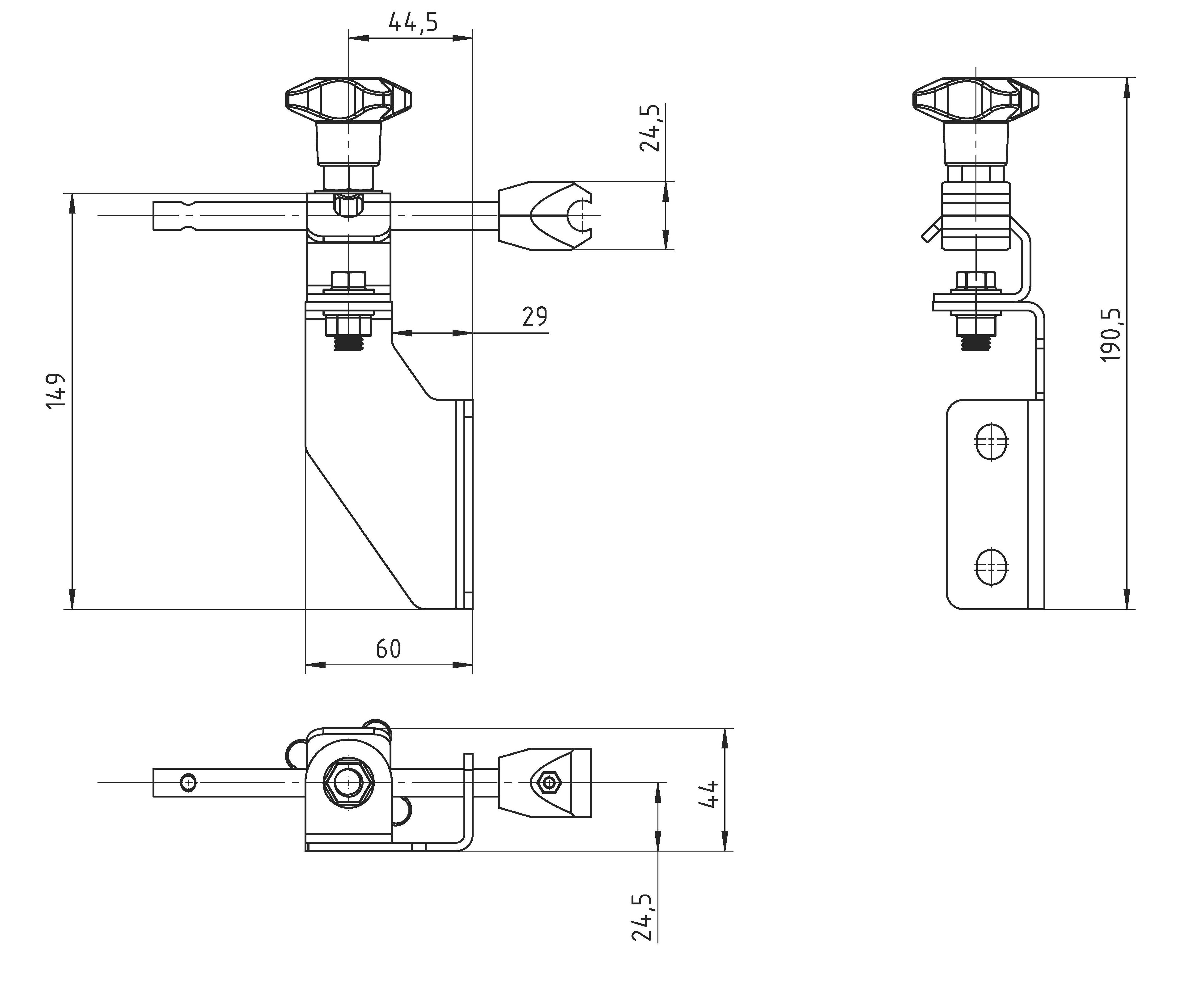 Swivel side guide brackets stainless steel Hygienic conveyor components