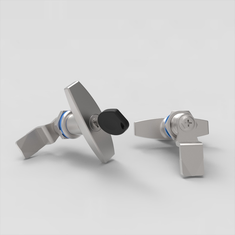 Hygienic quarter-turn lock in stainless steel with key.726