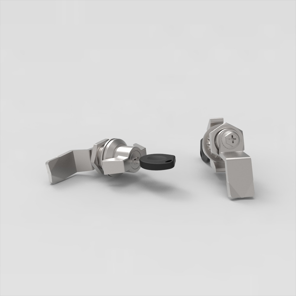 Quarter-turn lock with wing grip and key