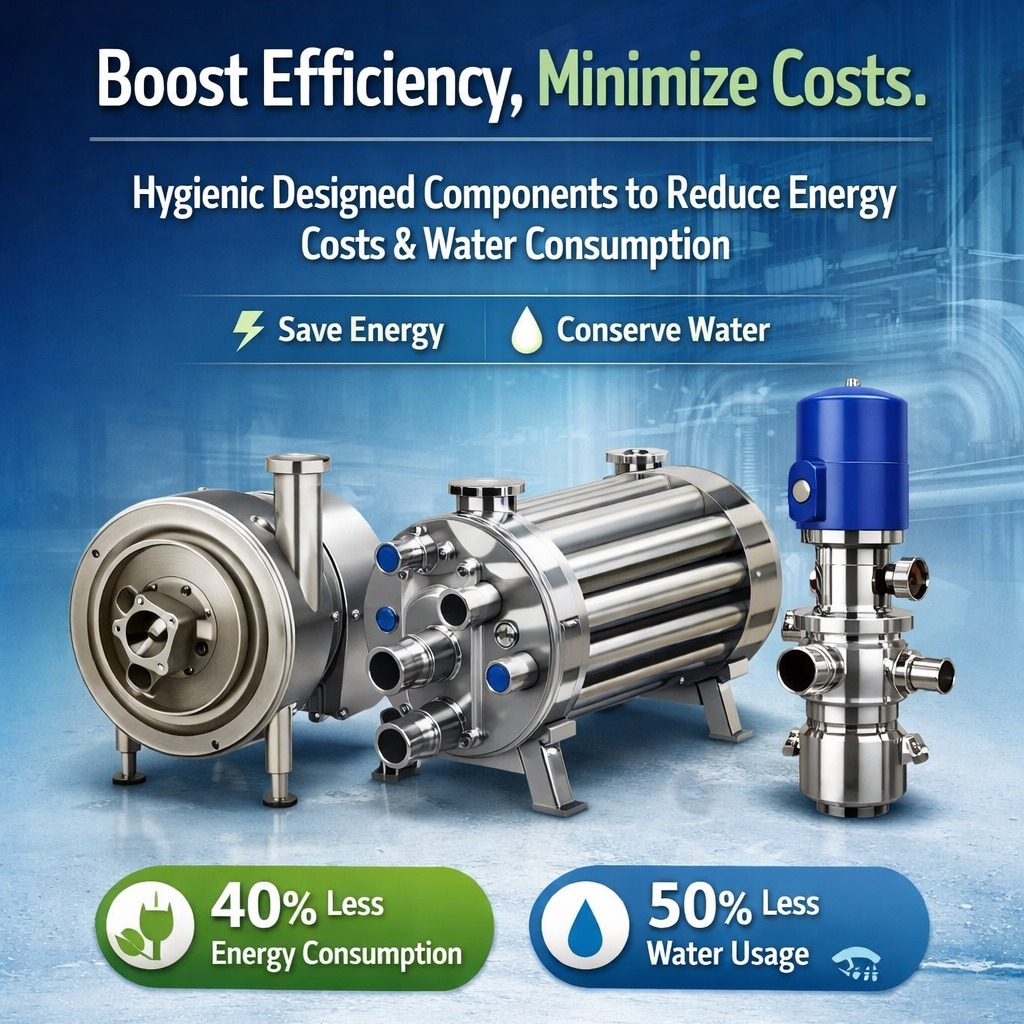 Hygienic design for energy and water savings